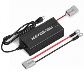 12V 20A Lithium Battery Charger 14.6V LiFePO4 Battery Charger AC-DC Smart Charger with Anderson Connector LED Indicator Special for Lithium LiFePO4 Deep Cycle Rechargeable Batteries of Boat, RV