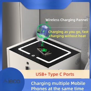 Smart Nightstand with Wireless Charging, Bluetooth Speaker & 3-Color LED Light